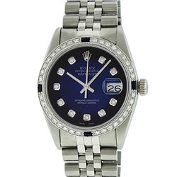 Rolex Men's Stainless Steel Blue Vignette Diamond & Sapphire Datejust Wristwatch