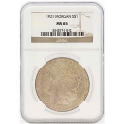 1921 $1 Morgan Silver Dollar Coin NGC MS65