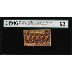 1862 Twenty-Five Cents First Issue Fractional Note Fr.1281 PMG Uncirculated 62EP