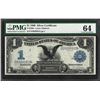 Image 1 : 1899 $1 Black Eagle Silver Certificate Note Fr.226a PMG Choice Uncirculated 64