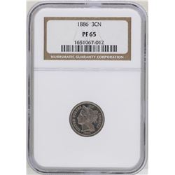 1886 Proof 3 Cent Nickel Coin NGC PF65
