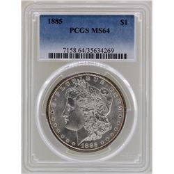 1885 $1 Morgan Silver Dollar Coin PCGS MS64