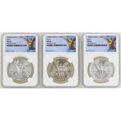 Lot of 1982Mo/1983Mo/1985Mo Mexico Libertad Onza Silver Coins NGC MS66
