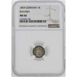 1854 Germany Bavaria Kreuzer Coin NGC MS66
