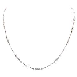 18KT White Gold 1.00 ctw Diamond Station Necklace
