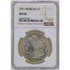 Image 1 : 1921 $1 Morgan Silver Dollar Coin NGC MS64