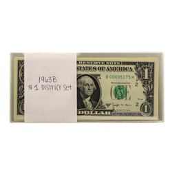 Lot of (5) District Sets of 1963B $1 Federal Reserve Notes