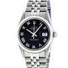 Image 2 : Rolex Men's Stainless Steel Black Roman Datejust 36MM Wristwatch Datejust