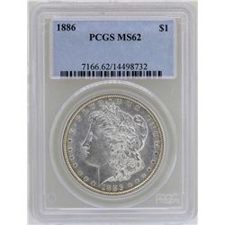 1886 $1 Morgan Silver Dollar Coin PCGS MS62