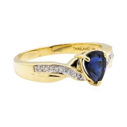 18KT Yellow Gold 0.80 ctw Sapphire and Diamond Ring