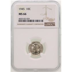 1945 Mercury Dime Coin NGC MS66