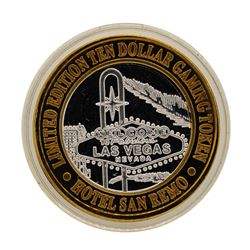 .999 Silver Hotel San Remo Las Vegas, Nevada $10 Casino Limited Edition Gaming T