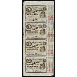 Uncut Sheet of (4) State of Louisiana Baby Bond Obsolete Notes