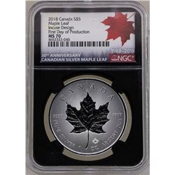2018 $5 Canada Maple Leaf Silver Coin NGC MS70