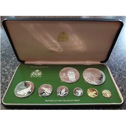 Guyana 1¢ to $10 1978 silver proof Year set from the Franklin Mint, sealed and housed, with the COA.