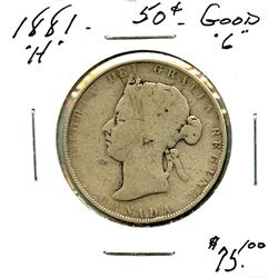 1881H 50¢ G+