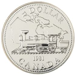 1981 $1 silver dollar cased with the original outer box.