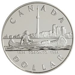 1984 $1 silver dollar cased without the original outer box.