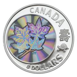 2007 $8 Maple of Long Life fine silver coin cased with the original outer box.