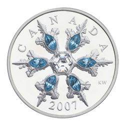 2007 $20 Blue Crystal Snowflake sterling silver cased with the original outer box.