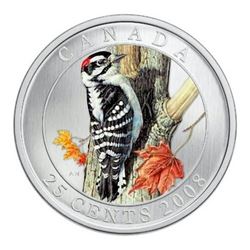 2008 25¢ Downy Woodpecker cased with the original outer box.