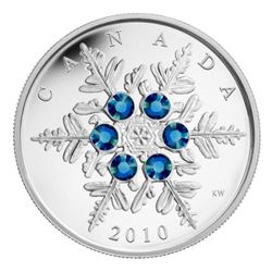 2010 $20 Crystal Snowflake fine silver coin cased with the original outer box.
