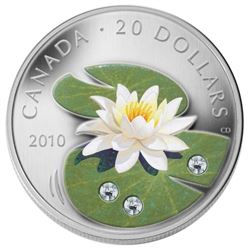 2010 $20 Water Lily fine silver coin cased with the original outer box.