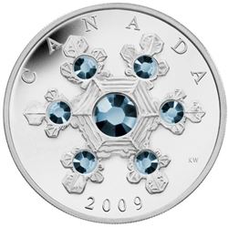 2009 $20 Blue Crystal Snowflake fine silver coin cased with the original outer box.