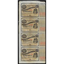 Uncut Sheet of (4) State of Louisiana Baby Bond Obsolete Notes