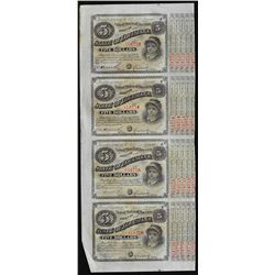 Uncut Sheet of (4) State of Louisiana Baby Bond Obsolete Notes