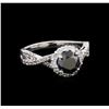 Image 1 : 2.10 ctw Black and Diamond Ring - 14KT White Gold