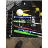 Image 3 : Soft Ball equipment set with 5 bats & 8 balls including 2 bags of uniforms w/ bases,/Lawn Darts,/Vol