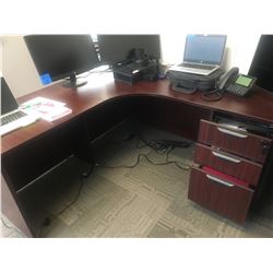 2pc cherrywood finish office desk,w/ work table, w/ 3 drawers