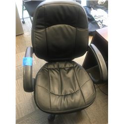 Office chair black leather, adjustable on wheels