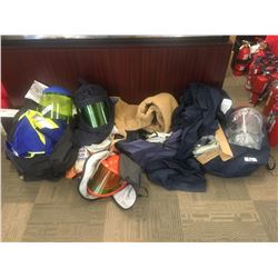 Asst'd items for welding gear -Arc flash shields, welding safety gear, numerous overalls, jackets, O