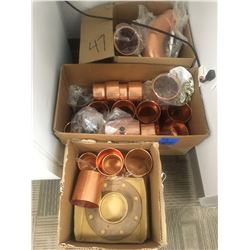 3 boxes of copper fitting and elbows, assorted sizes