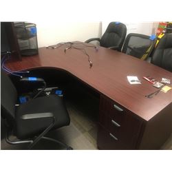 High end cherry wood finish 3pc desk with upper cabinet with 2dr lateral filing cabinet comes with 4
