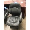 Image 1 : 3 Black leather, adjustable office chairs with arms on wheels