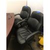 Image 6 : 3 Black leather, adjustable office chairs with arms on wheels