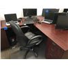 Image 2 : 2pc cherrywood finish desk, with double sided DR, plus 5 shelf book case, with office trays,plus cor