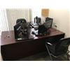 Image 3 : 2pc cherrywood finish desk, with double sided DR, plus 5 shelf book case, with office trays,plus cor