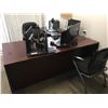 Image 4 : 2pc cherrywood finish desk, with double sided DR, plus 5 shelf book case, with office trays,plus cor