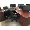 Image 5 : 2pc cherrywood finish desk, with double sided DR, plus 5 shelf book case, with office trays,plus cor