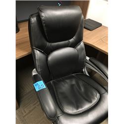 1 High end Black leather adjustable chairs with arms and wheels