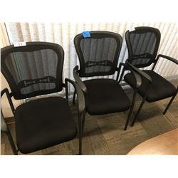 3 Black back mesh office chairs
