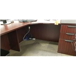 2pc cherrywood finish Office desk with 3dr ,w/ Black back mesh adjustable office chair on wheels, Ga