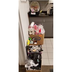 staff room supplies-misc coffee cups, paper coffee cups, assort plastic containers, case of soft soa