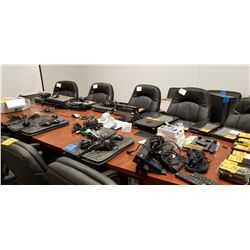 10 - Black leather adjustable office chairs on wheels