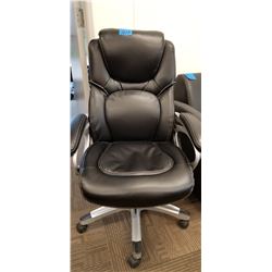 Black Adjustable Leather Office Chair on Wheels