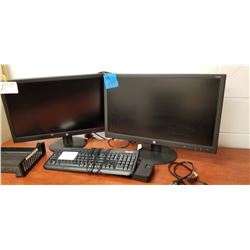 2 HP Monitors HP241 W/ Microsoft Keyboard + Dock